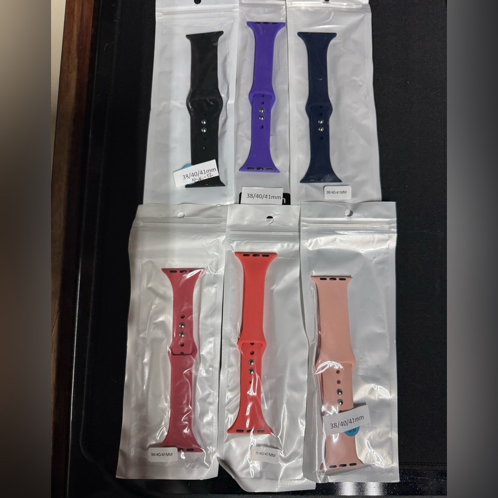 NEW 6 Piece Smartwatch Bands - Black, Purple, Blue, Coral, Red, Pink 38/40/41mm